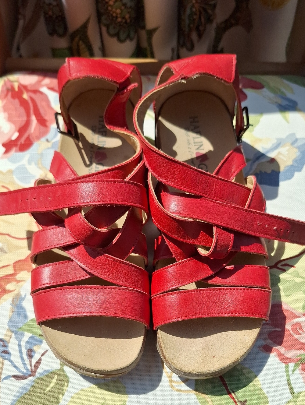 Halfinger Red Strappy Comfort Sandals